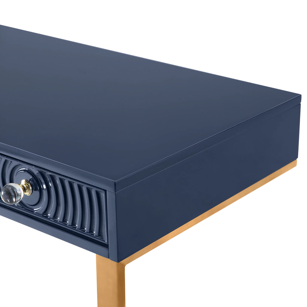 Blue Lacquer Office Desk With Gold Legs T855