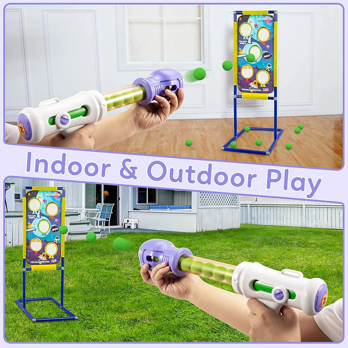 2 in 1 Foam Ball Popper Toy Gun with 48 Foam Ball B346