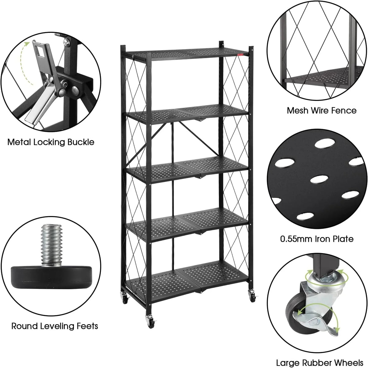 5 Tier Storage Shelves with Wheels R17094