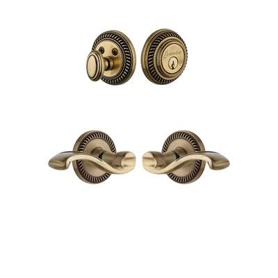 Vintage Brass Entry Lever Set with Deadbolt B629402