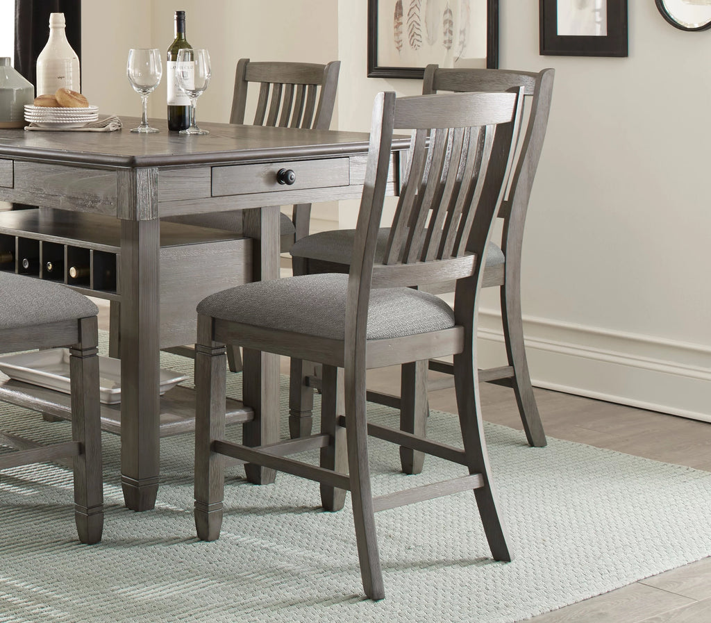 Antique Gray Counter Height Wooden Chairs 2Pc Set N927