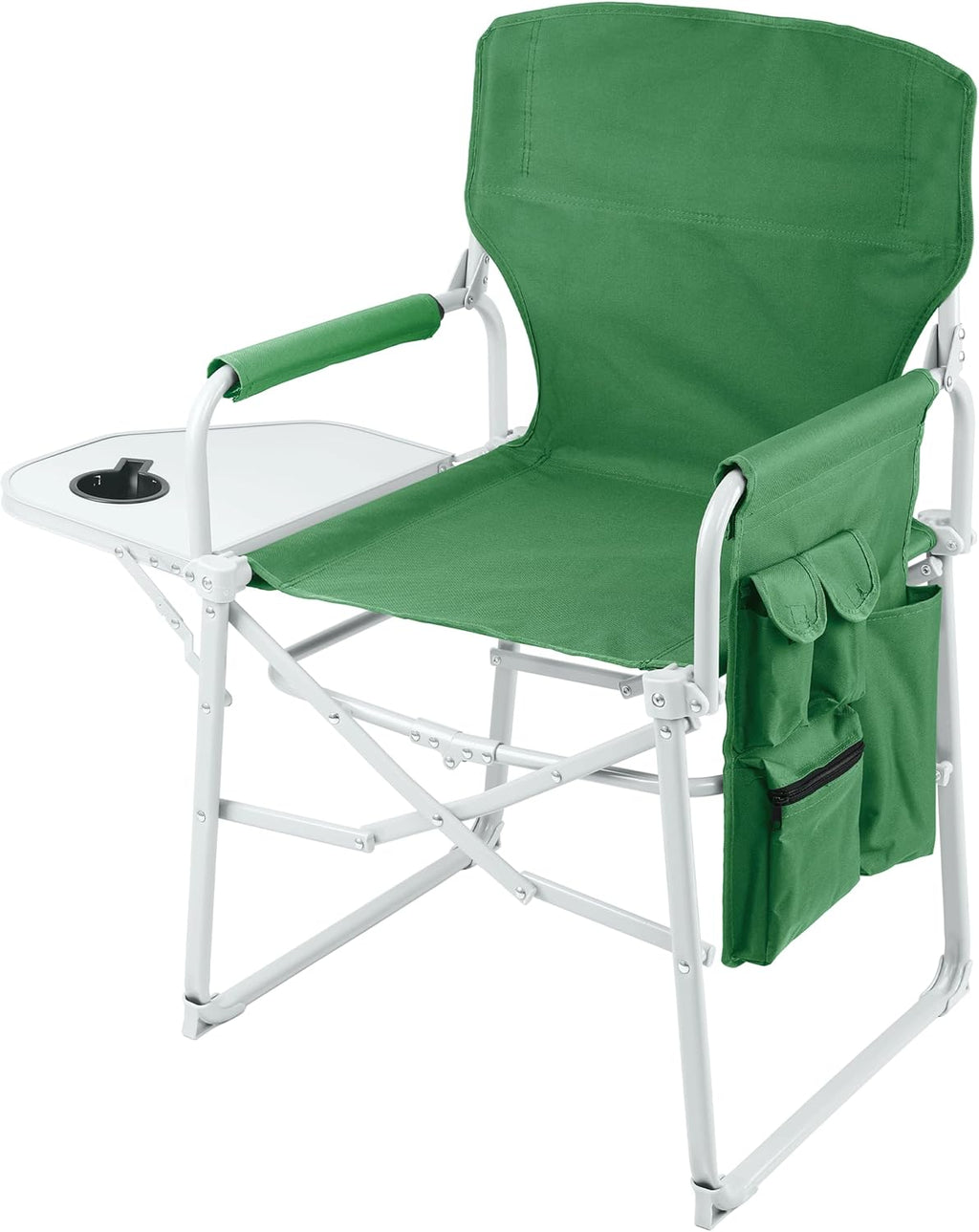 Steel Frame Director's Folding Camping Chair with Side Table and Pockets X418344