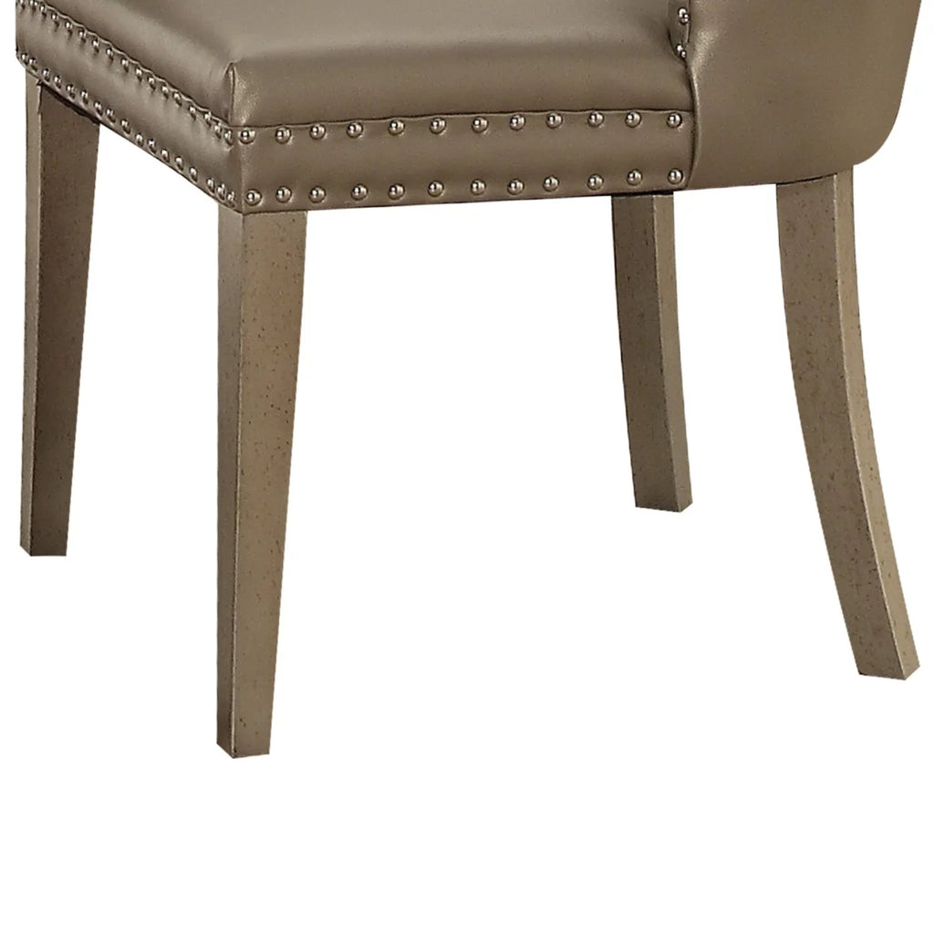 Leatherette Wooden Side Chair, Set of 2 R201