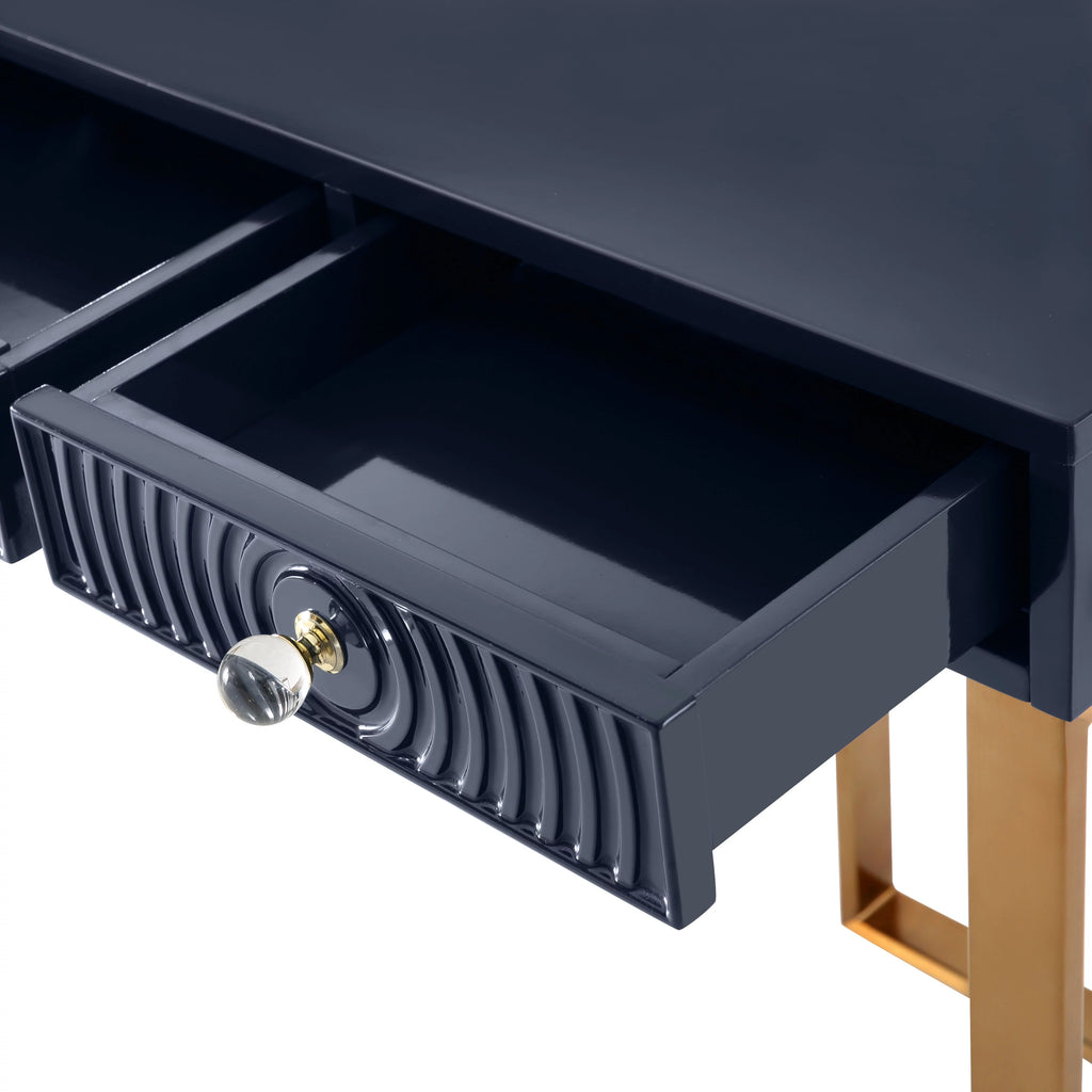 Blue Lacquer Office Desk With Gold Legs T855