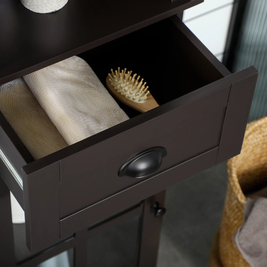 Slim Bathroom Storage Cabinet Linen Tower Brown B234