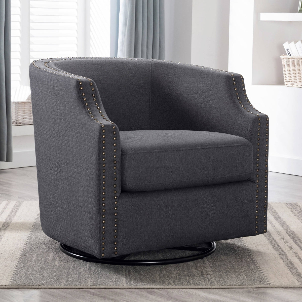 Sky Blue Swivel Barrel Chair H77029