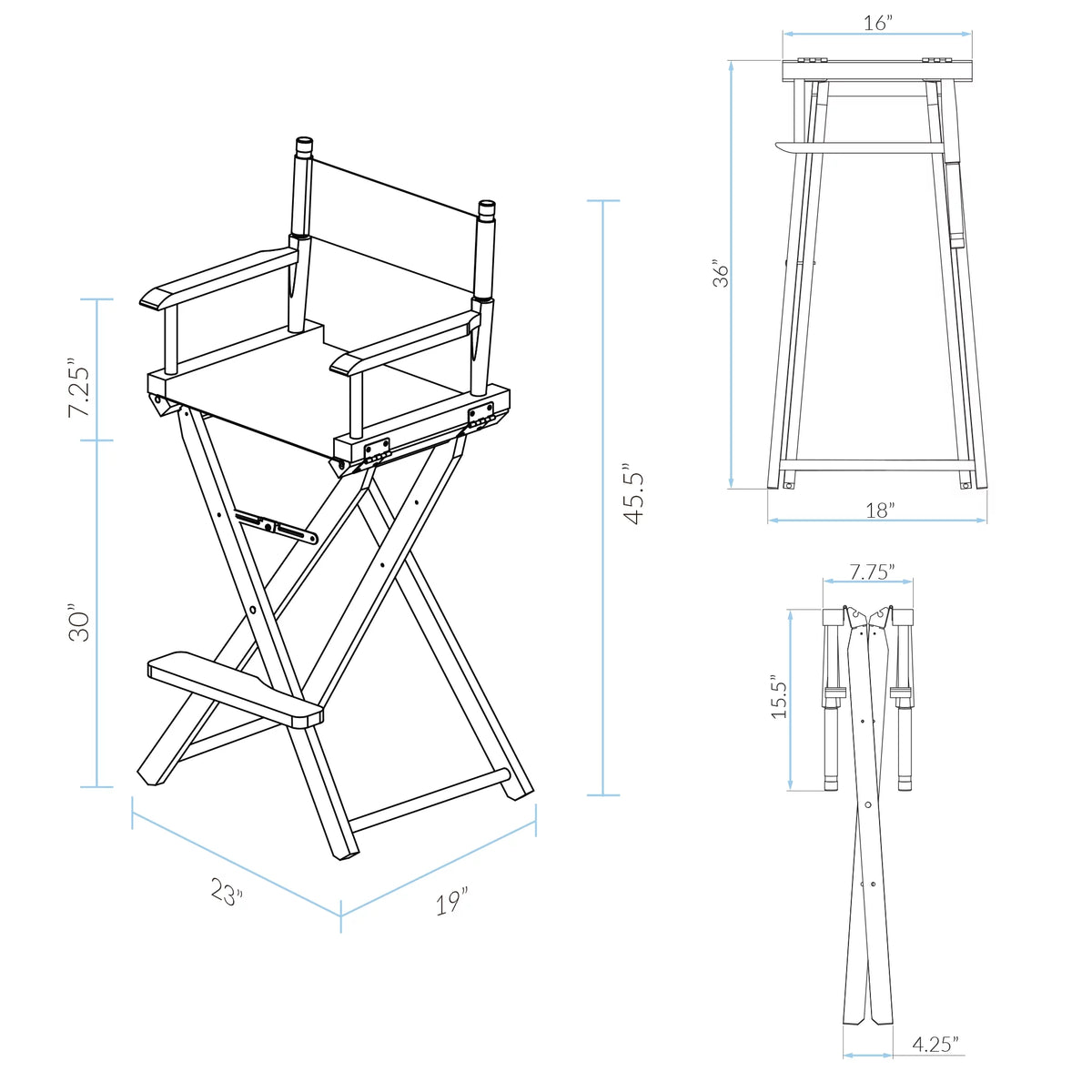 30" Director's Chair Natural Frame-Yellow Canvas G1896