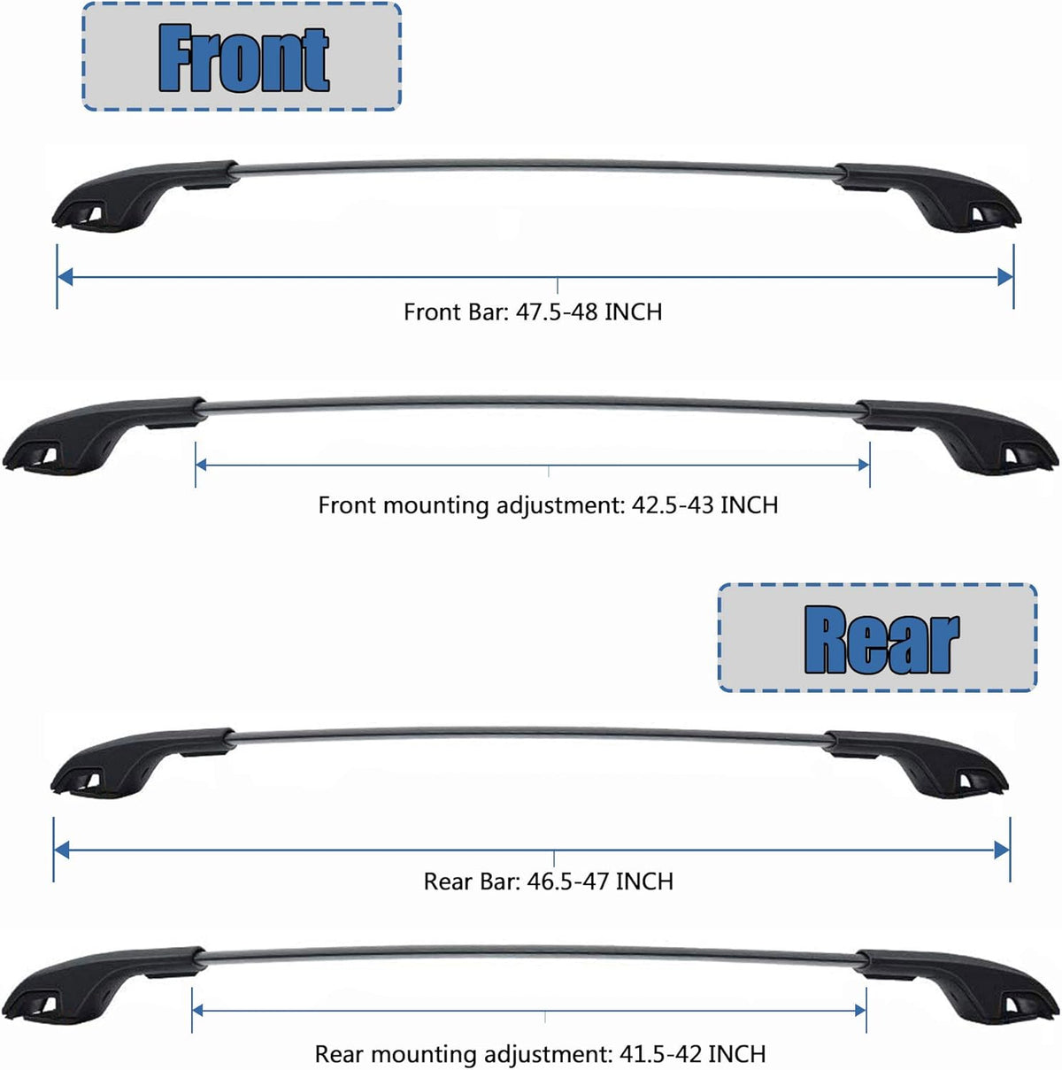 Black Matte Roof Rack Crossbars H2501