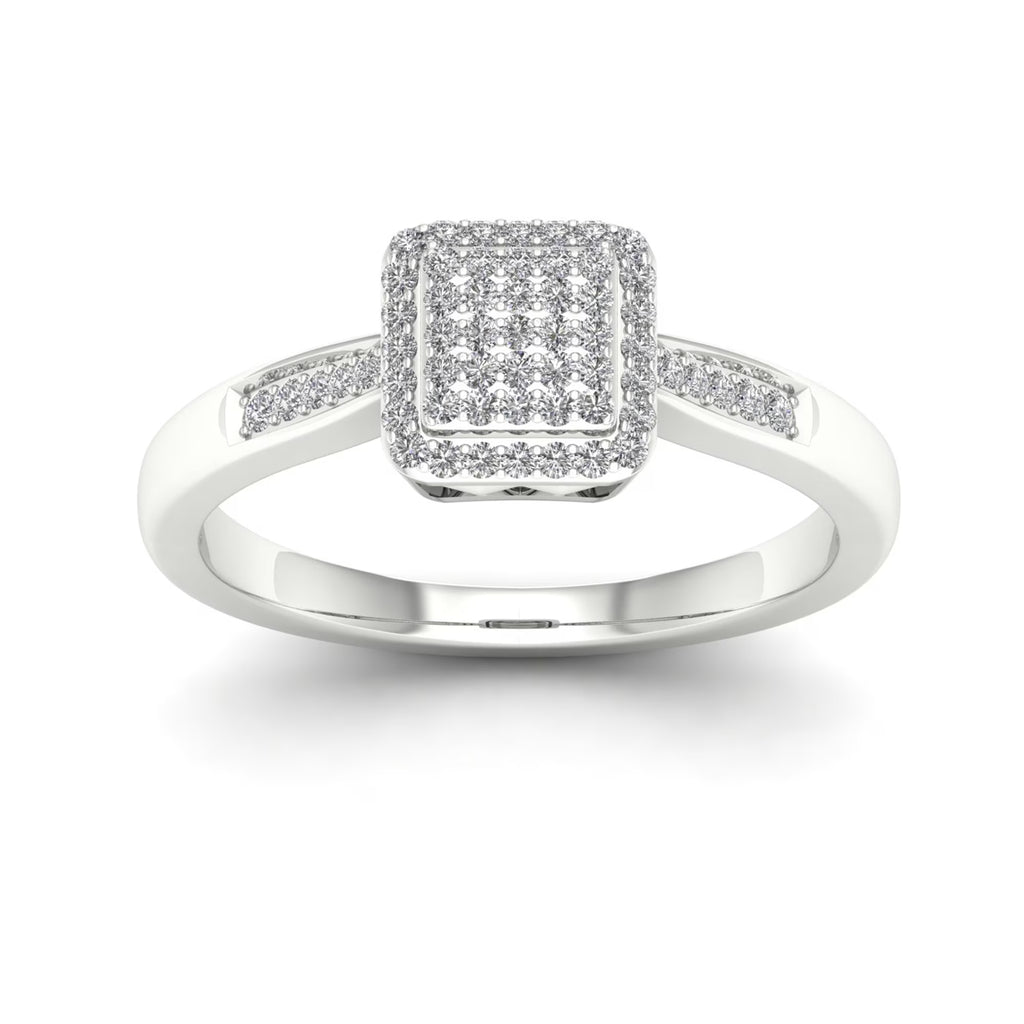 Sterling Silver Square Shape Engagement Ring N151