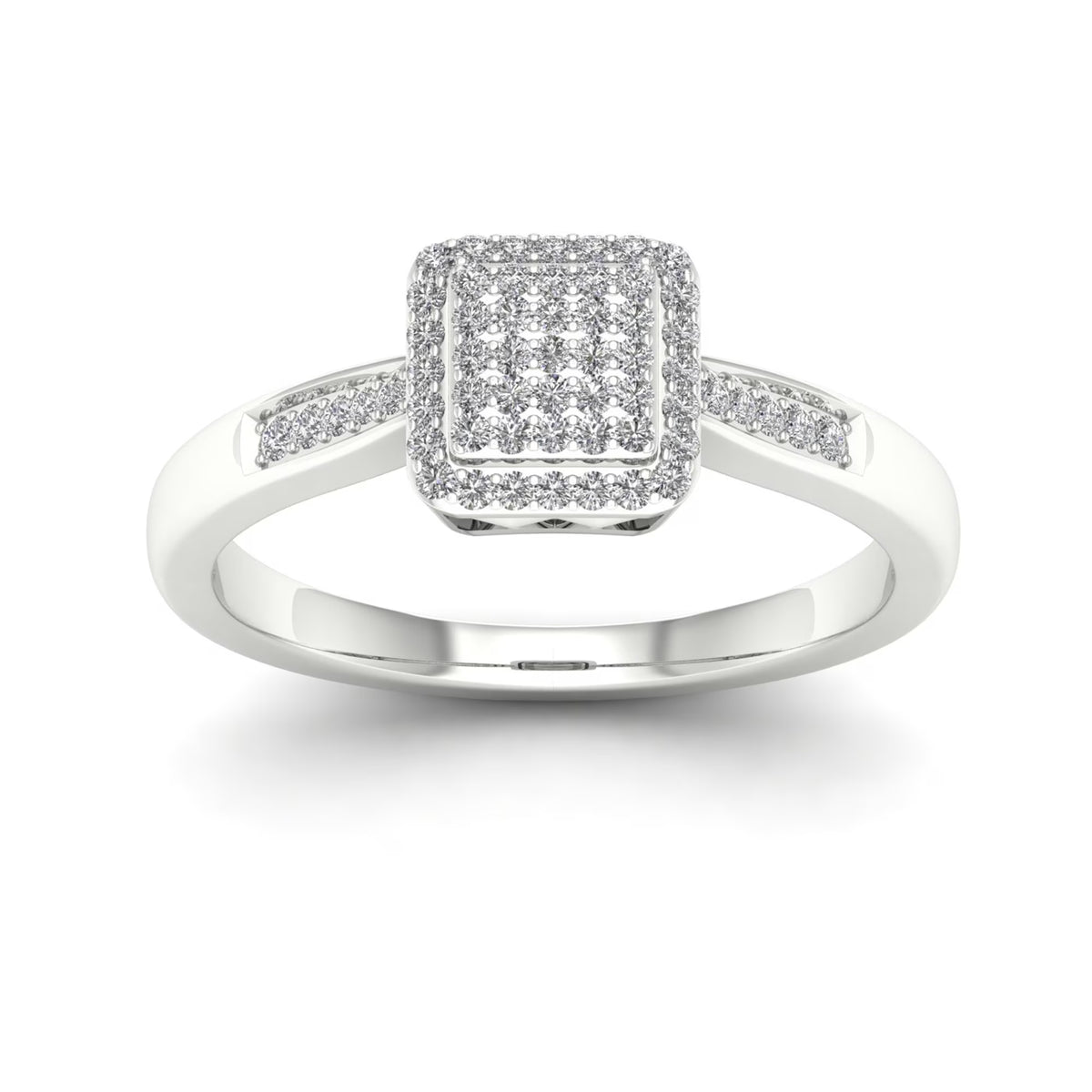 Sterling Silver Square Shape Engagement Ring N151