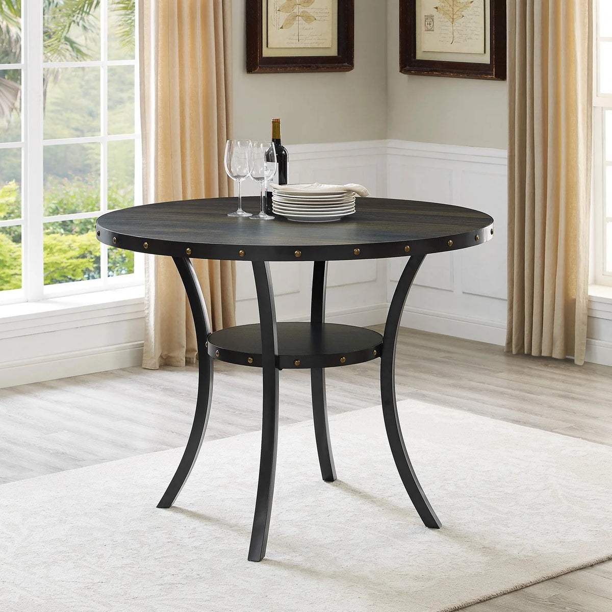 Espresso Tan Wood Counter Dining Set with Chairs H466605