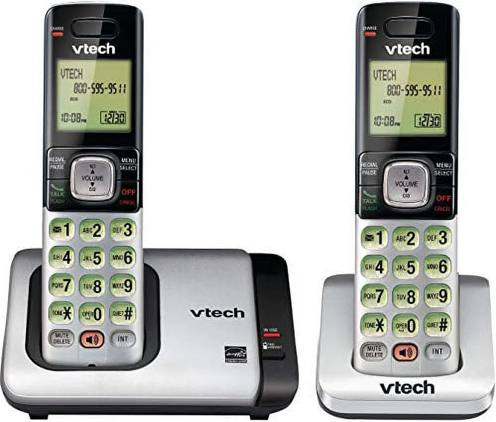 2-Handset Expandable Cordless Phone with Caller ID, Silver O488512