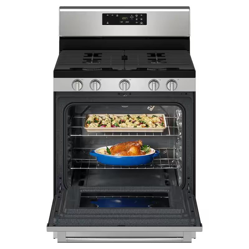 5 Burners Freestanding Gas Range Stainless Steel Self Clean N39382