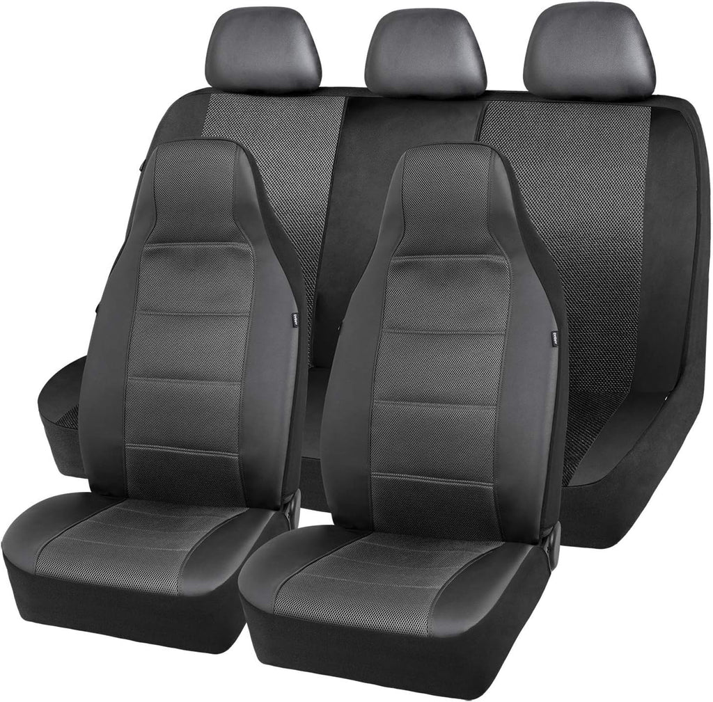 Beige Mesh and Leather Car Seat Cover Pack of 2 R990561
