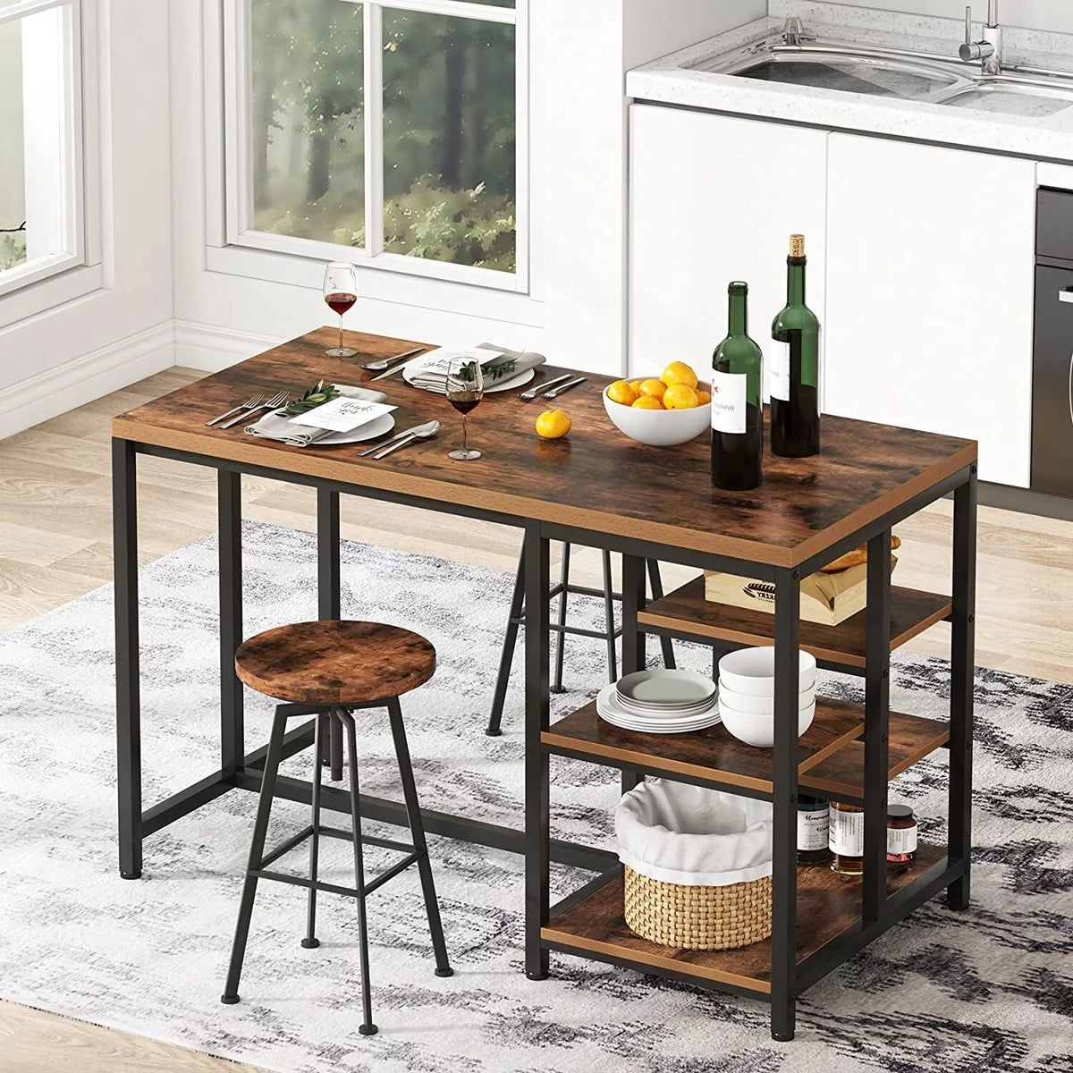 Kitchen Island with Storage Shelves P52696