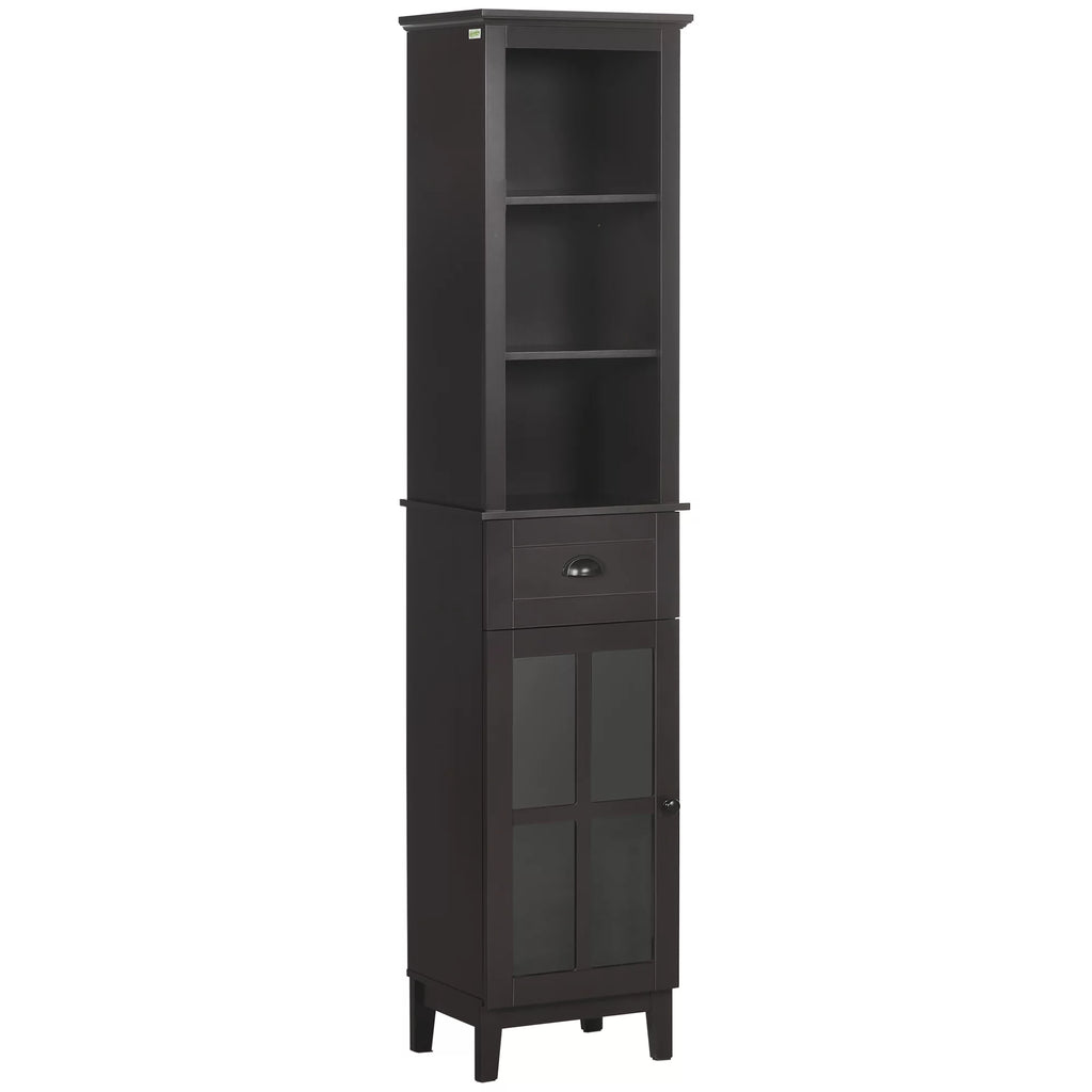 Slim Bathroom Storage Cabinet Linen Tower Brown B234