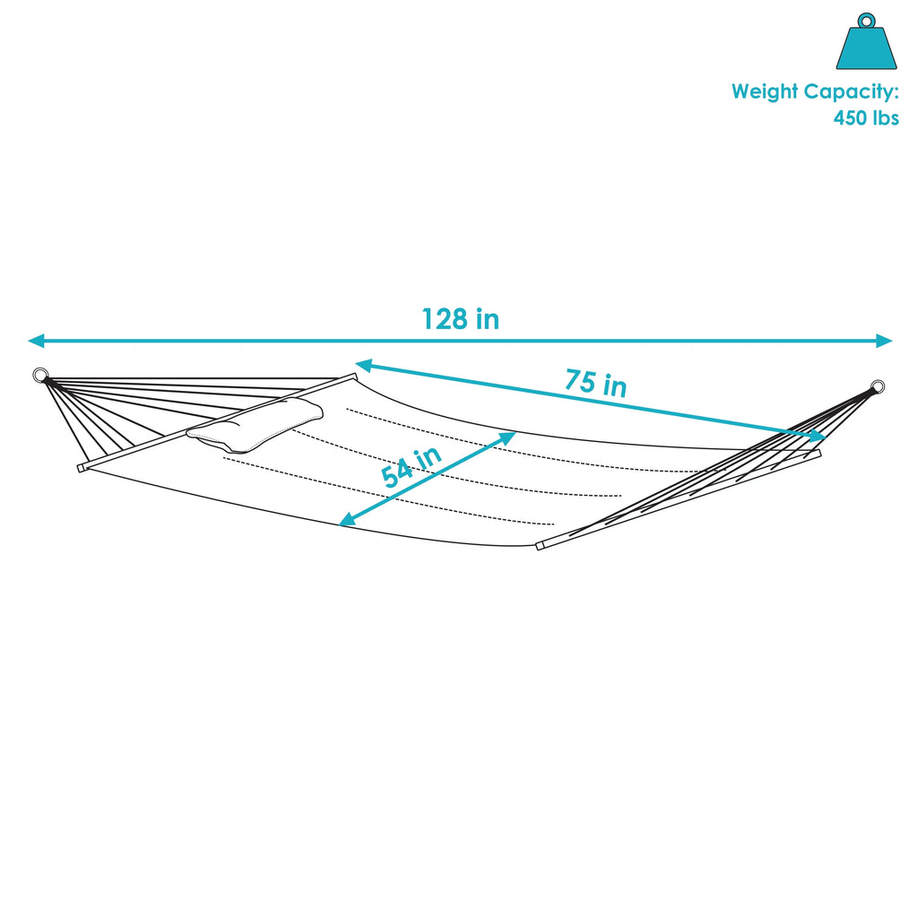 Quilted Printed Fabric 2-Person Hammock and Pillow with S Hooks and Hanging Chains J800
