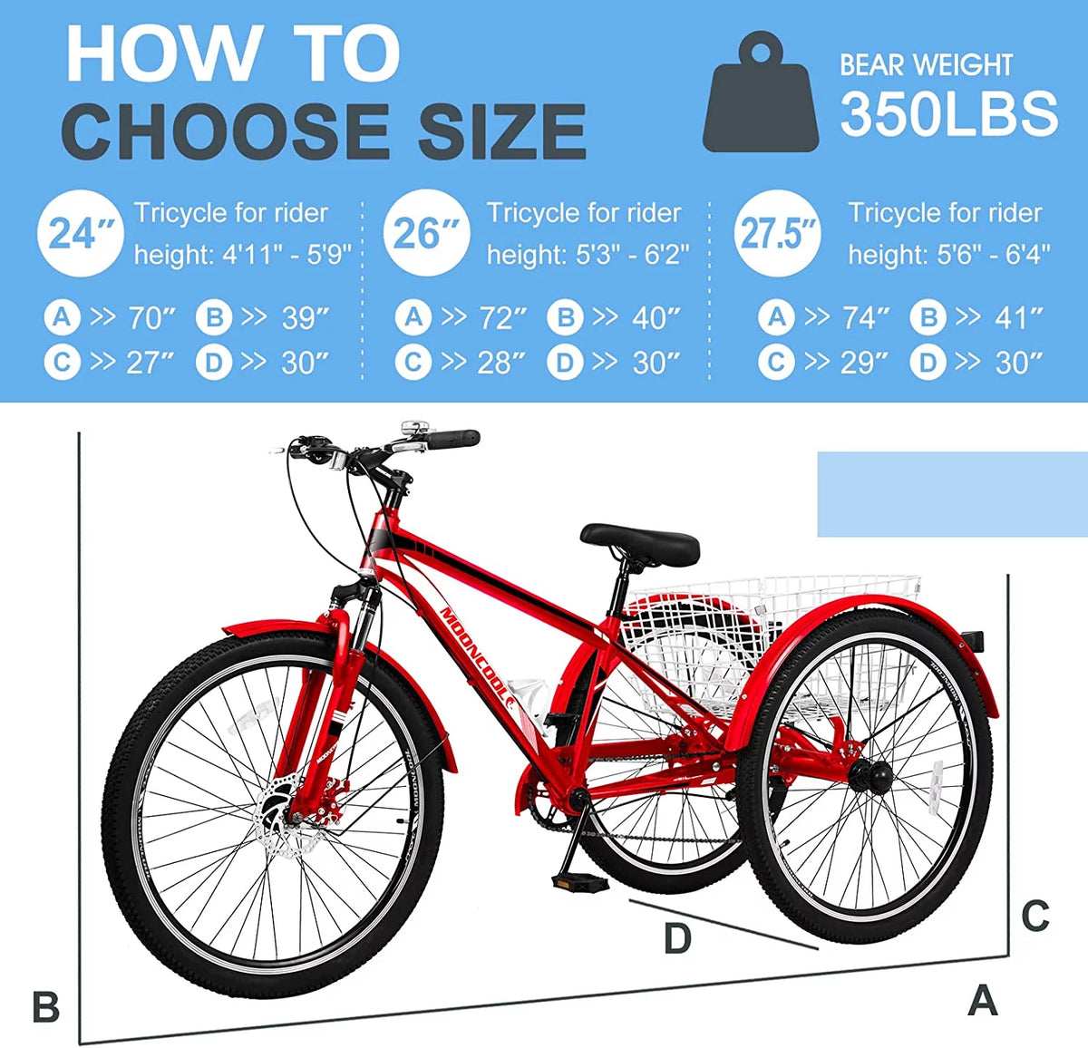 7 Speed Adult Mountain Tricycle with Shopping Basket K49187