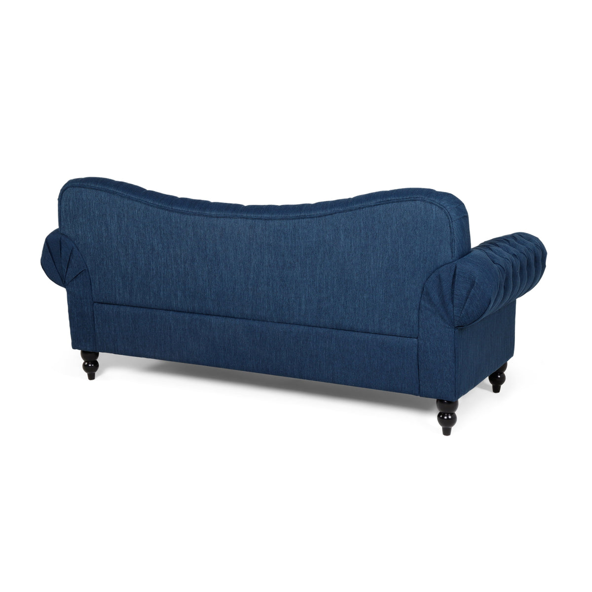 Navy Blue and Dark Brown 3 Seater Fabric Sofa J30334