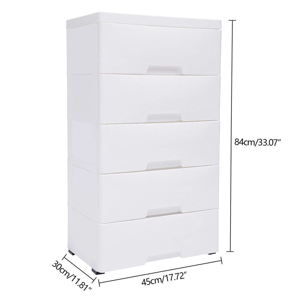 White 5 Drawer Plastic Dresser Q9031