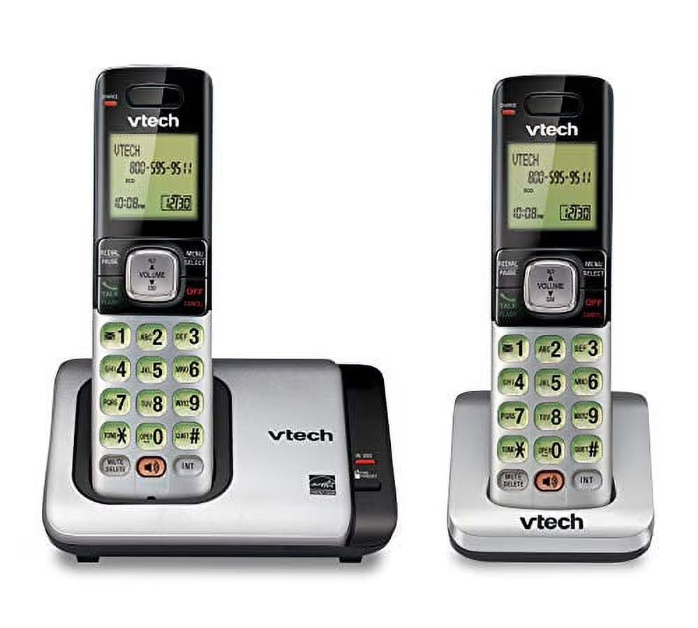 2-Handset Expandable Cordless Phone with Caller ID, Silver O488512