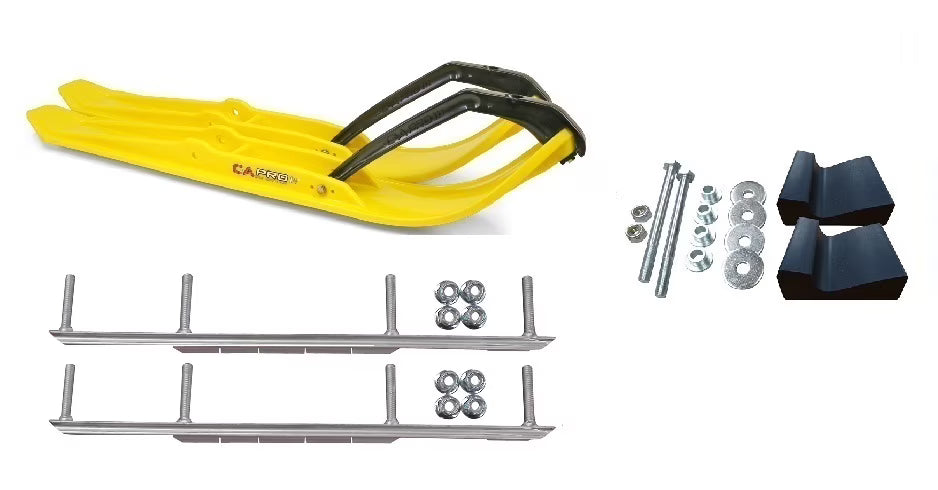 Yellow XPT Snowmobile Skis with 7.5" Shaper Bars Complete Kit U156