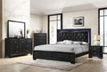 King Size Upholstery LED Bed Dresser Mirror Nightstand Set J74270