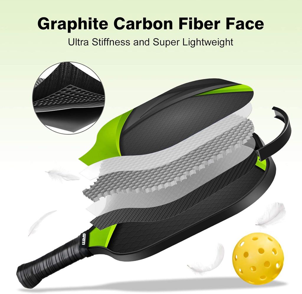 Set of 4 Graphite Pickleball Paddles with Carry Bag B487378