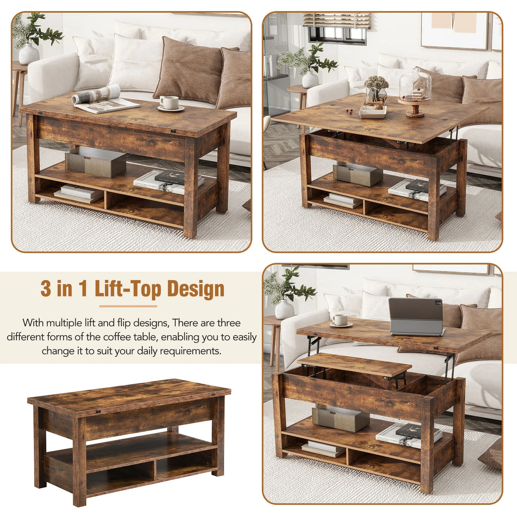 Lift Top Coffee Table with 3 Shelves S614430