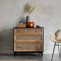 3-Drawer Woven Cane Front Accent Chest Q47923