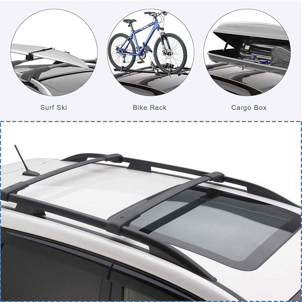 Black Matte Roof Rack Crossbars H2501