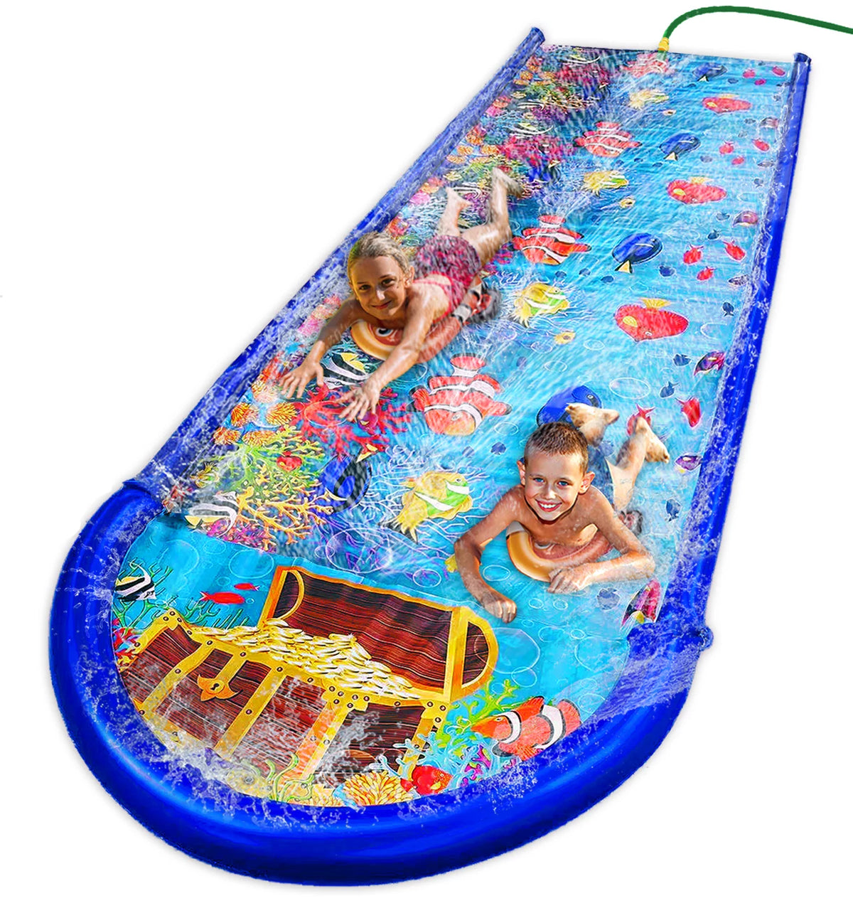 18 Feet x 5 Feet Water Slide with Splash Pad and Sprinkler G9126