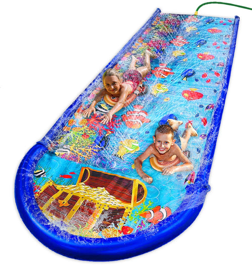 18 Feet x 5 Feet Water Slide with Splash Pad and Sprinkler G9126