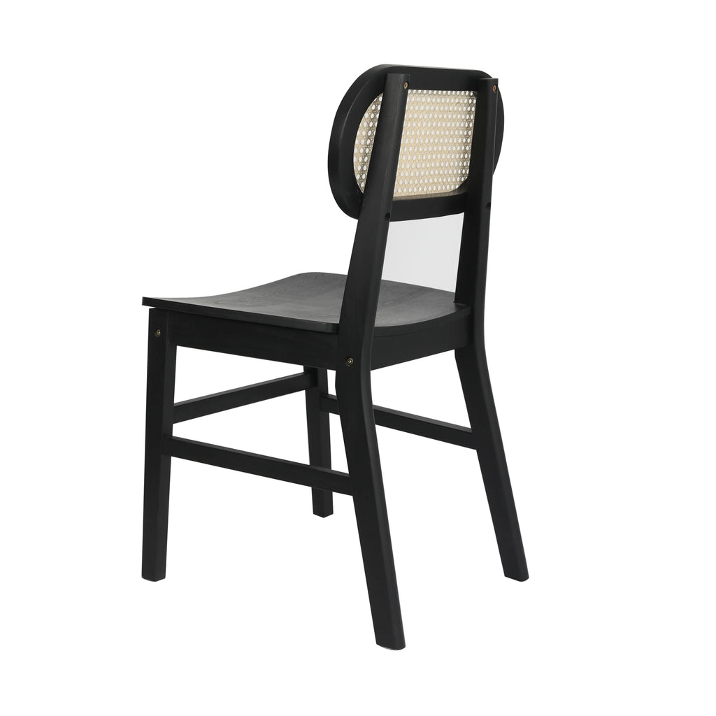 Set of 2 Cane Rattan Dining Chairs with Solid Wood Frames K20007