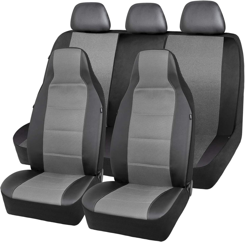 Beige Mesh and Leather Car Seat Cover Pack of 2 R990561