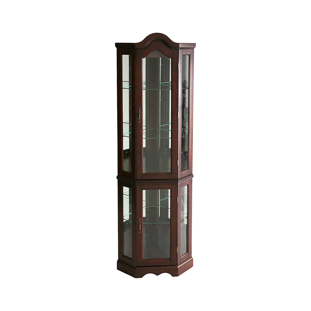 Lighted Corner Curio Cabinet Mahogany Y2309