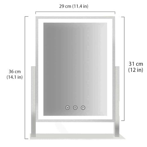 Lighted Makeup Mirror with 5X Magnification, 17.3in White B866419