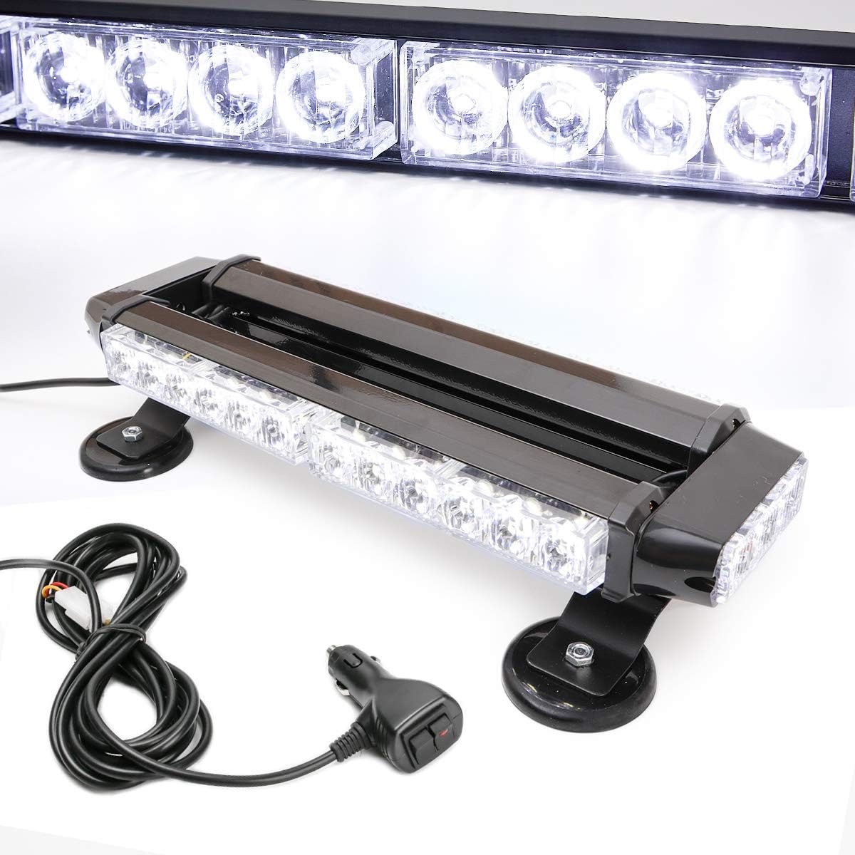 Amber 30 LEDs Safety Strobe Light Bar with Magnetic Base, Yellow, 12-24V/30W, Pack of 2 X918