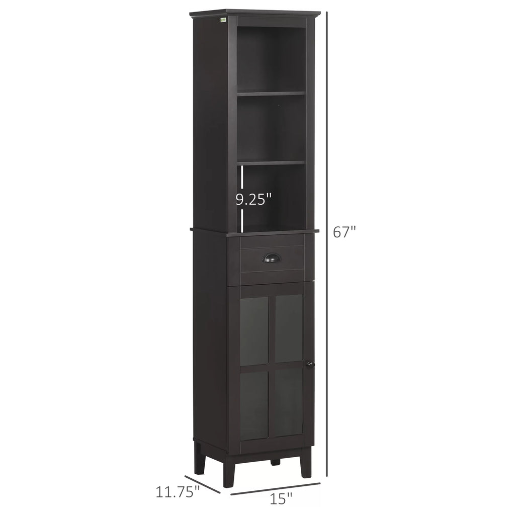 Slim Bathroom Storage Cabinet Linen Tower Brown B234