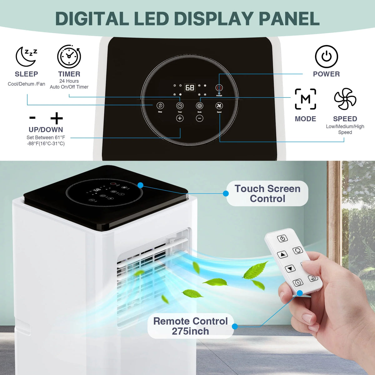 10,000 BTU Dual Hose Portable Air Conditioner and Heater Z9603
