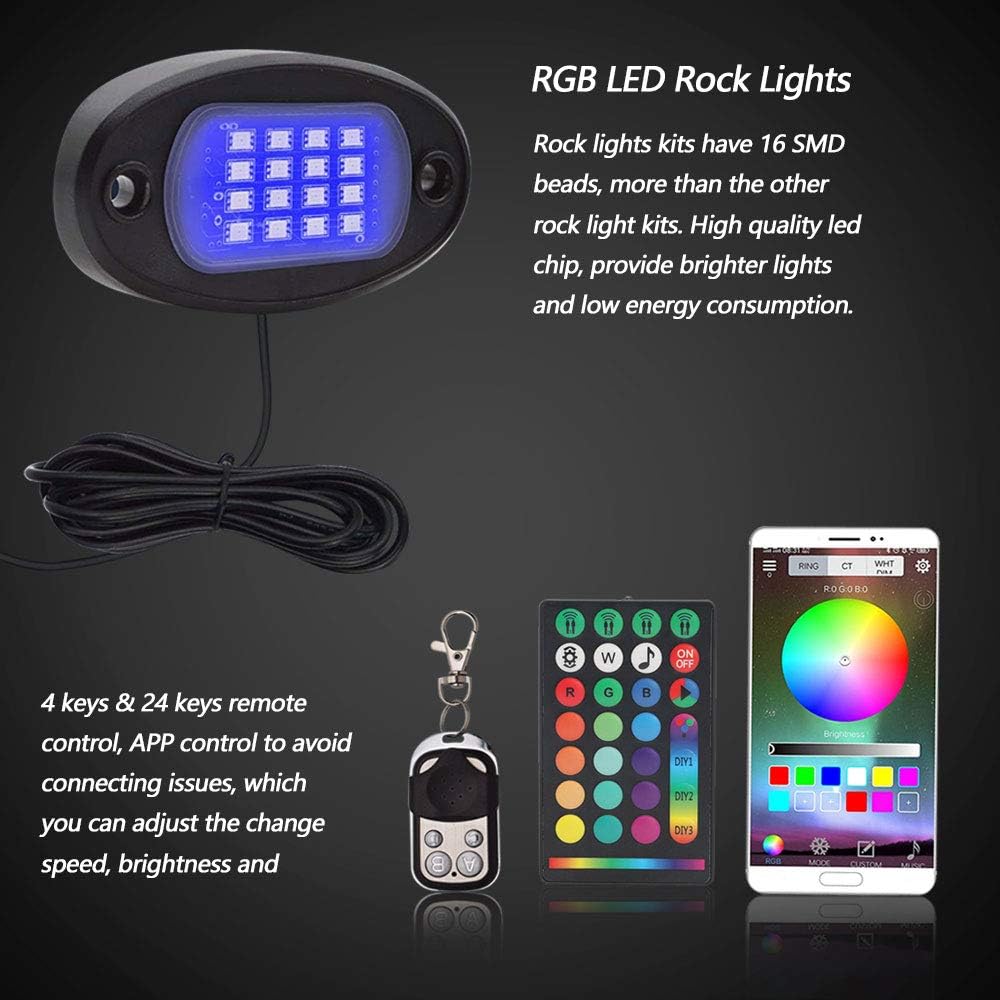 10 Pods RGB LED Rock Lights with Remote Control V406144