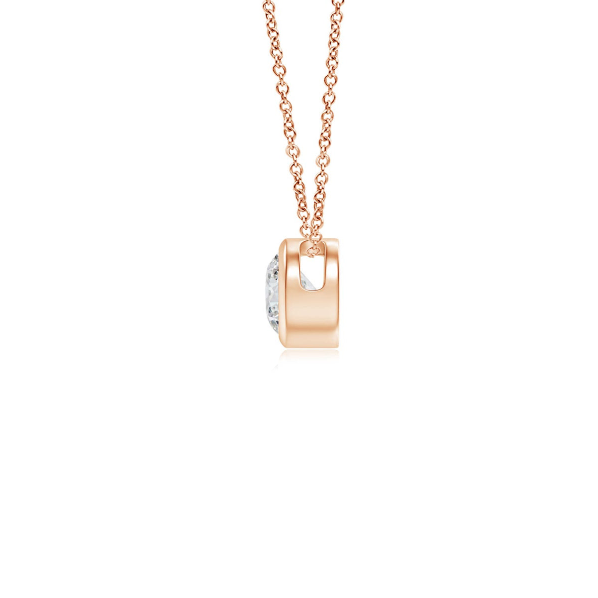 14K Rose Gold Diamond Solitaire Pendant Necklace Z7955