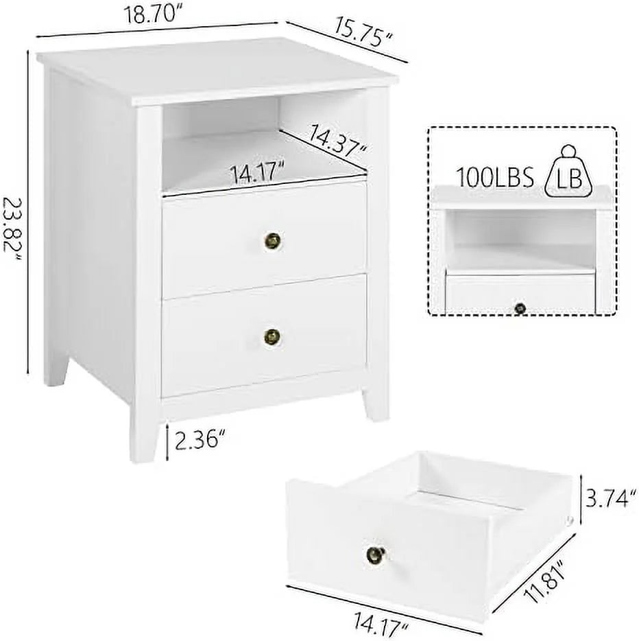 Black Wood Nightstand Set with Drawers Q786964