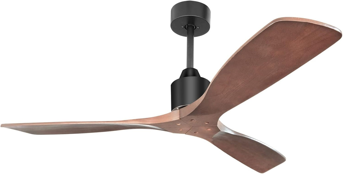 52 Ceiling Fan with Remote Control 6 Speed 9 Timer 3 Carved Walnut Blades Reversible DC Motor H142