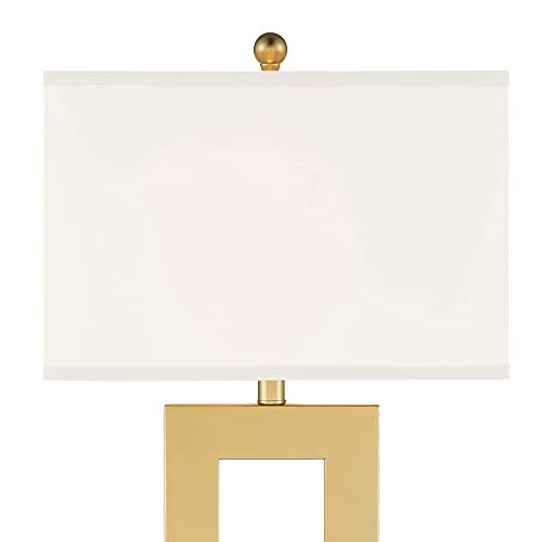 Gold Metal Table Lamp with Oatmeal Rectangular Shade P98534