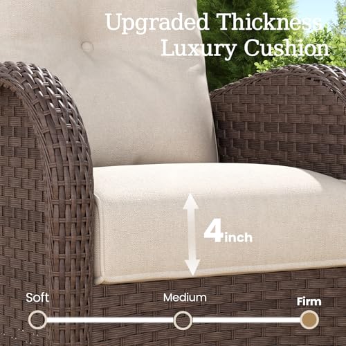5 Pieces Wicker Patio Furniture Set with High Back Swivel Rocker Chairs F746