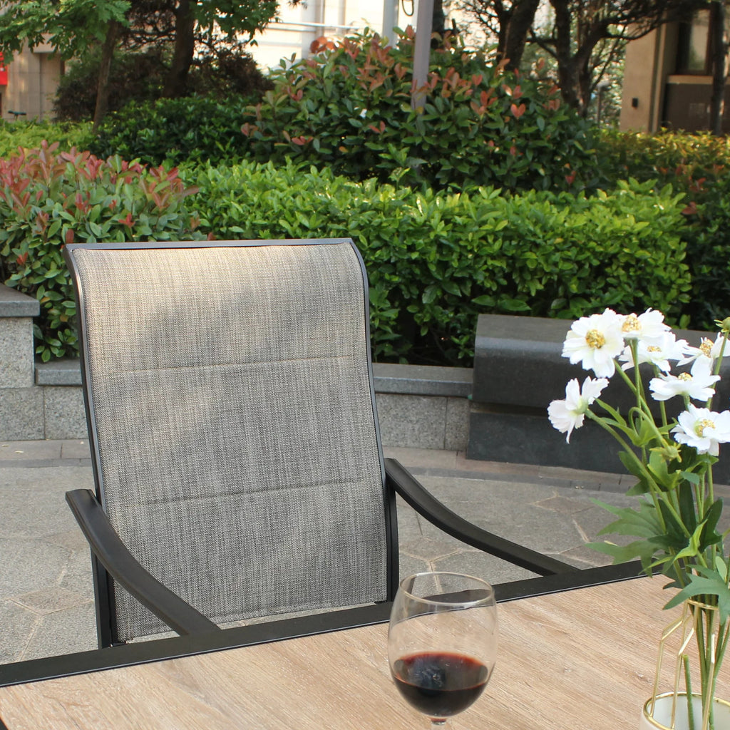 Set of 2 Swivel Dining Chairs Textilene Mesh Fabric Black Frame H7116