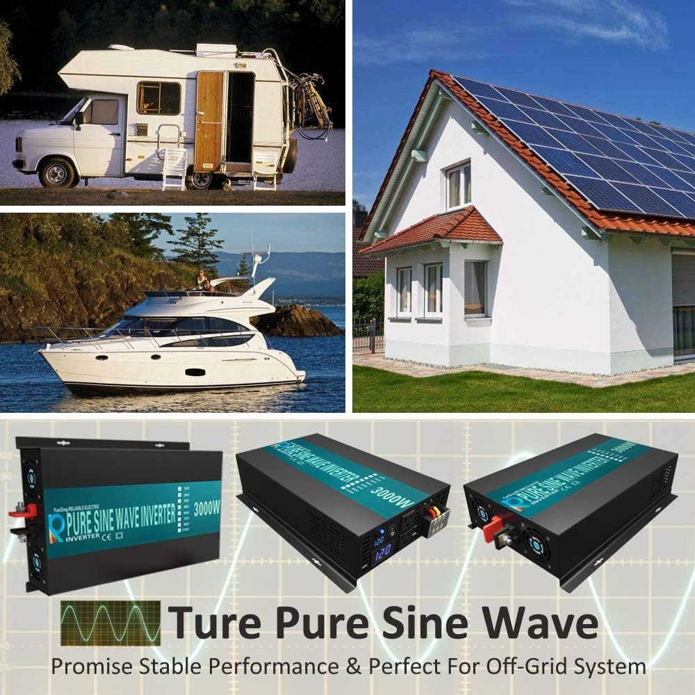 3000W 48V 120V Pure Sine Wave Power Inverter with 2 AC Outlets M9955