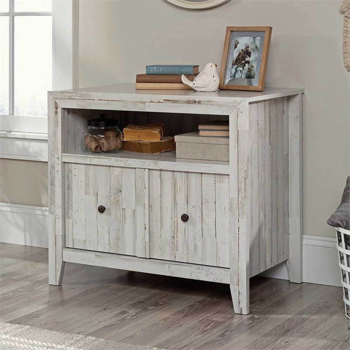 White Engineered Wood Lateral File Cabinet Z6666