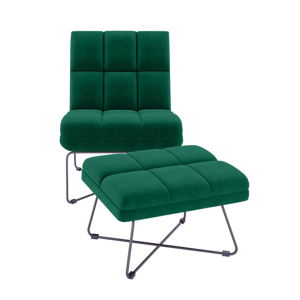 Emerald Armless Chair and Ottoman Set J4688